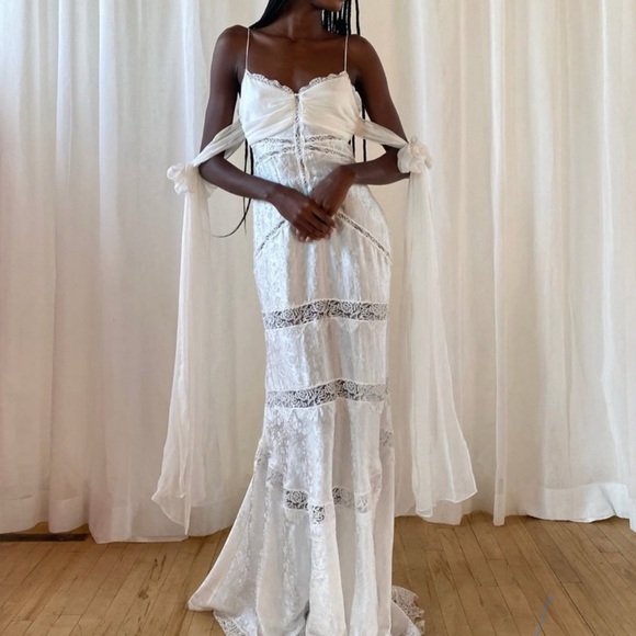 For Love and Lemons Rita Lace Gown 100% Silk Size XS - Picture 1 of 6